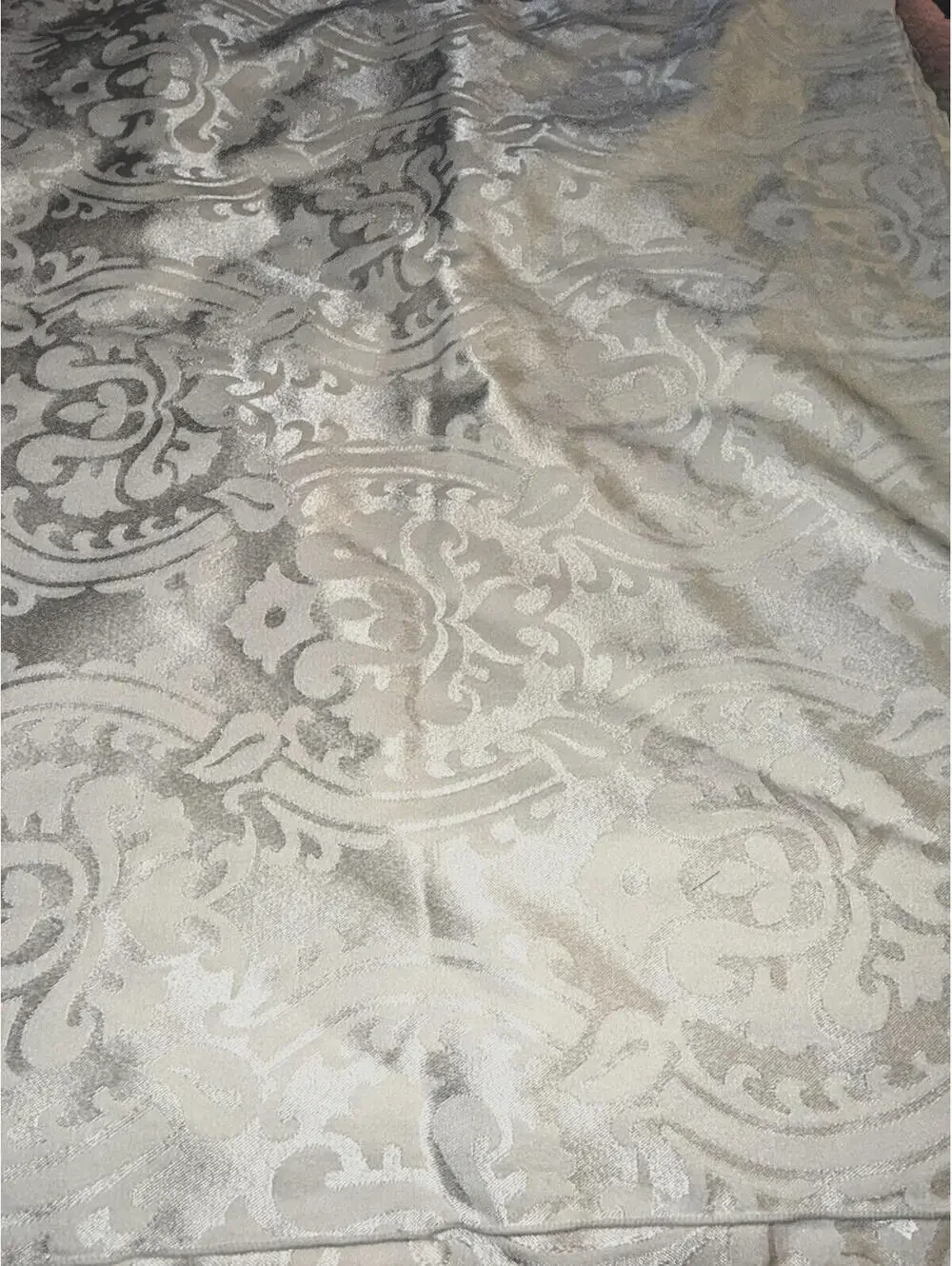 Vtg Jacquard Rectangle Cream Color Tablecloth - shabby chic, french country
